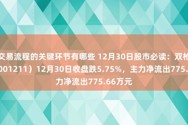 交易流程的关键环节有哪些 12月30日股市必读：双枪科技（001211）12月30日收盘跌5.75%，主力净流出775.66万元