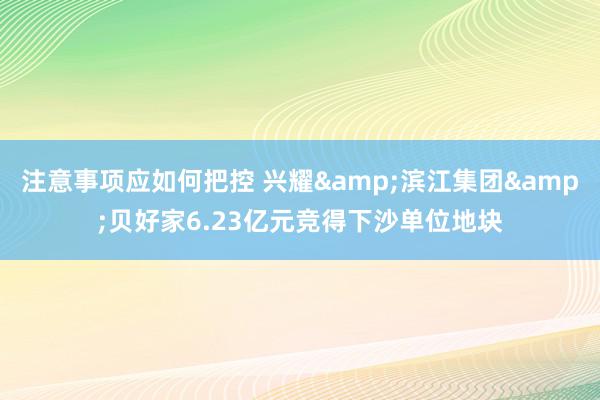 注意事项应如何把控 兴耀&滨江集团&贝好家6.23亿元竞得下沙单位地块