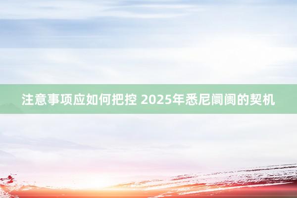 注意事项应如何把控 2025年悉尼阛阓的契机