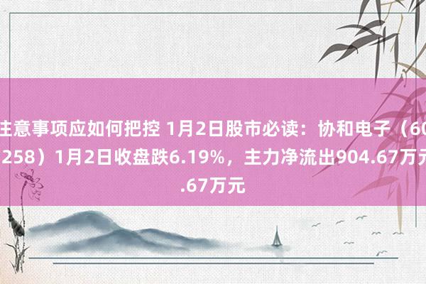 注意事项应如何把控 1月2日股市必读：协和电子（605258）1月2日收盘跌6.19%，主力净流出904.67万元