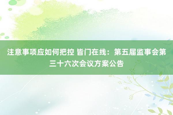 注意事项应如何把控 皆门在线：第五届监事会第三十六次会议方案公告