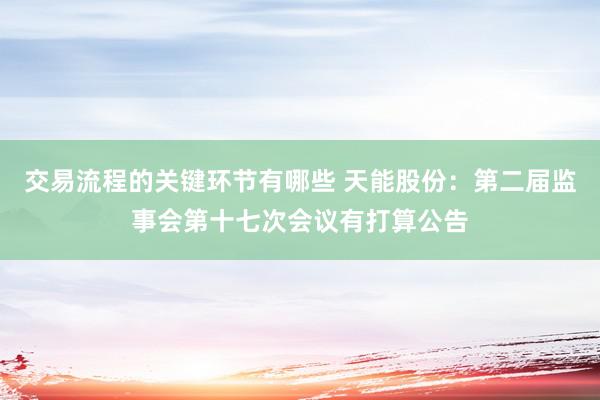 交易流程的关键环节有哪些 天能股份：第二届监事会第十七次会议有打算公告