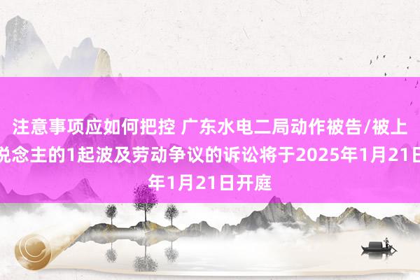 注意事项应如何把控 广东水电二局动作被告/被上诉东说念主的1起波及劳动争议的诉讼将于2025年1月21日开庭