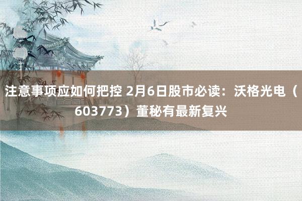 注意事项应如何把控 2月6日股市必读：沃格光电（603773）董秘有最新复兴