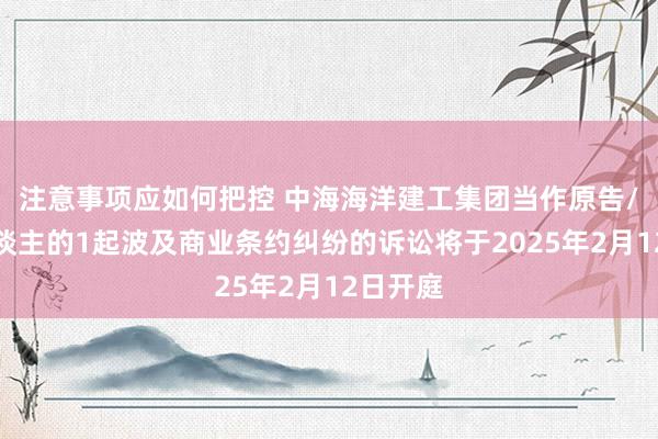 注意事项应如何把控 中海海洋建工集团当作原告/上诉东谈主的1起波及商业条约纠纷的诉讼将于2025年2月12日开庭