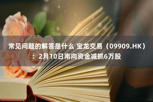 常见问题的解答是什么 宝龙交易（09909.HK）：2月10日南向资金减抓6万股