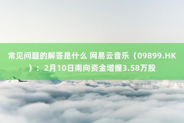 常见问题的解答是什么 网易云音乐（09899.HK）：2月10日南向资金增握3.58万股