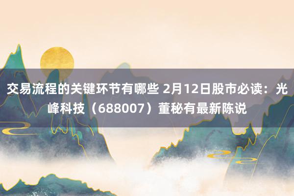 交易流程的关键环节有哪些 2月12日股市必读：光峰科技（688007）董秘有最新陈说