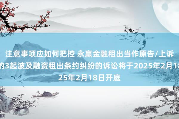 注意事项应如何把控 永赢金融租出当作原告/上诉东谈主的3起波及融资租出条约纠纷的诉讼将于2025年2月18日开庭