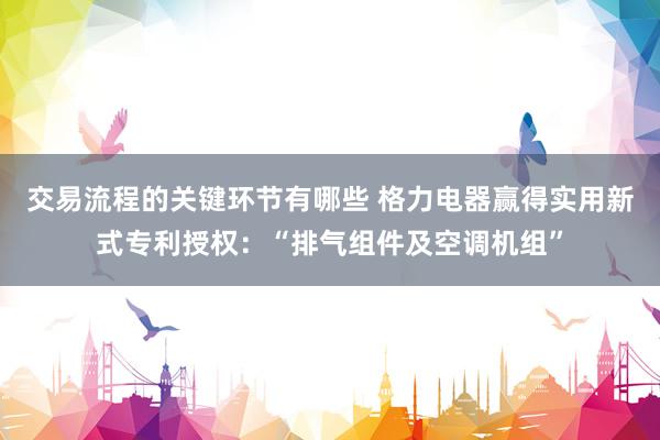 交易流程的关键环节有哪些 格力电器赢得实用新式专利授权：“排气组件及空调机组”